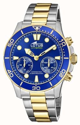Lotus Homens conectados | mostrador azul | pulseira de aço inoxidável de dois tons L18801/1