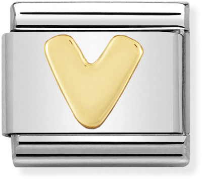 Nomination Classic Letter V 18ct Gold & Steel Charm 030101/22