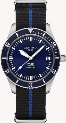 Certina DS PH100M Gent (40.5mm) Blue Dial / Blue Black Nato Fabric Strap C0444101804000