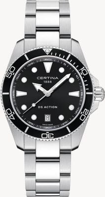 Certina DS Action Quartz (40mm) Black Dial / Stainless Steel Bracelet C0484101105100