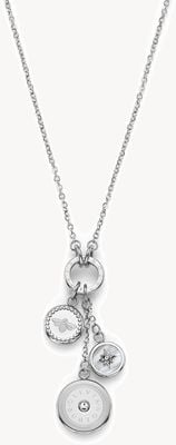 Olivia Burton Ladies Silver Tone Bee and North Star Charm Necklace 24100330