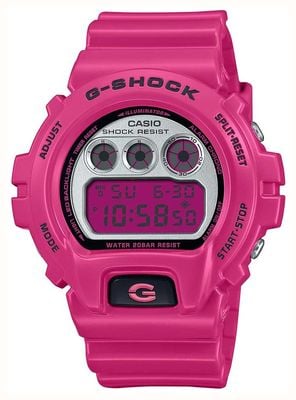 Casio G-Shock (53,2 mm) silber-pinkes Digitalzifferblatt / rosa Armband aus biobasiertem Harz DW-6900RCS-4ER