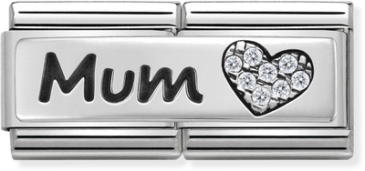 Nomination Classic Double Mum Heart Sterling Silver & Steel Charm 330731/07