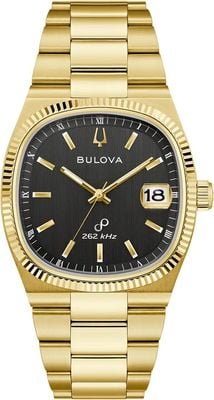 Bulova スーパー セビルプレシジョニスト (38mm) シルバーダイアル / ゴールドPVDステンレススチールブレスレット ウォッチ 97B246