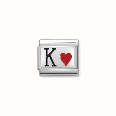 Nomination Composable CL OXIDIZED PLATES In Steel Enamel And 925 Silver King Hearts 330208/28