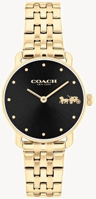 Coach Damenuhr Elliot (28 mm) mit schwarzem Zifferblatt und goldfarbenem Edelstahlarmband 14504302