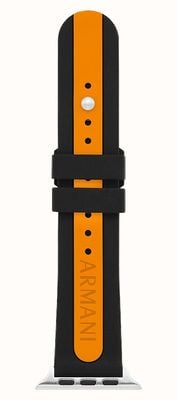 Armani Exchange Pasek do zegarka Apple (42/44/45mm) czarno-pomarańczowy silikon AXS8017