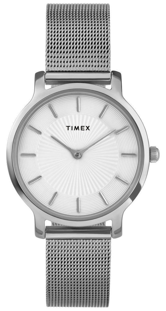 Timex Transcend 34mm SilverWhite Dial  Stainless Steel Watch