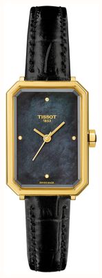 Tissot Srv quartz (21,8 mm) cadran nacre noire / bracelet en cuir d'alligator noir T1601103612600
