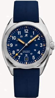 RZE Valour 38 Automatic (38mm) Vervain Blue Dial / Blue HexaFlex Rubber Strap VAL-38-VB