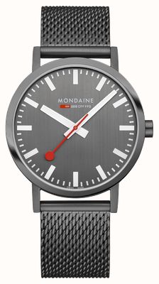 Mondaine 经典款（40毫米）炭灰色表盘/炭灰色PVD镀层不锈钢网状表带 A660.30360.81SBM