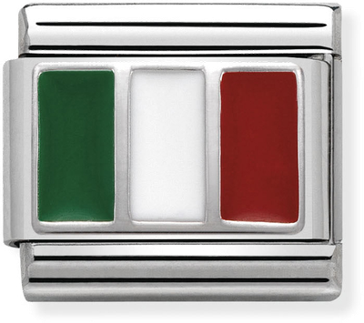 Nomination Classic Italy Flag Enamel Sterling Silver & Steel Charm 330207/16