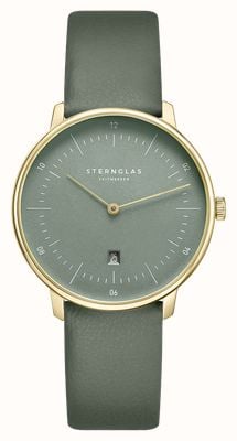 STERNGLAS Naos XS Edition Flora (33mm) Sage Green Dial / Classic Sage Leather Strap S01-ND62-KL09
