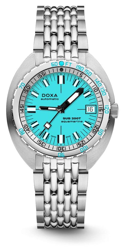 DOXA Sub 200t Aigue-marine (39mm) cadran bleu clair iconique montre