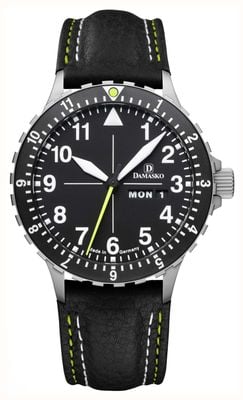 Damasko DK46 Day/Date Automatic TOP (40mm) Black Dial / Black Leather Double-Stitch Strap DK46