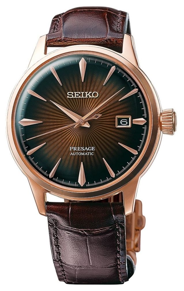 Seiko Presage cocktail automatique boÃ®tier or rose montre