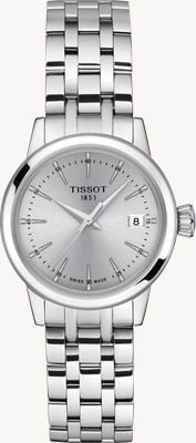 Tissot Klassieke droomkwarts (28 mm) met zilveren wijzerplaat en roestvrijstalen armband. T1292101103100