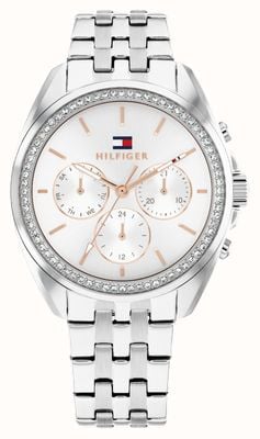 Tommy Hilfiger Reloj multifunción Mellie (36 mm), esfera plateada y brazalete de acero inoxidable. 1782802