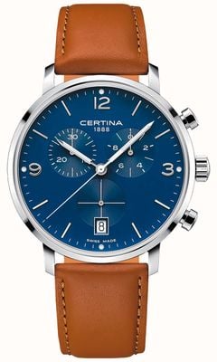 Certina Men's | DS Caimano | Chronograph | Blue Dial | Brown Leather C0354171604700