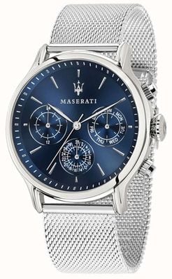 Maserati Epoca maschile | quadrante cronografo blu | bracciale in maglia d'acciaio R8853118019