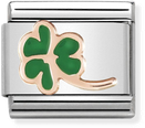Nomination Classic Clover 9ct Rose Gold & Steel Enamel Charm 430202/01