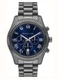 Michael Kors Lexington Blue Chronograph Mens Gunmetal Stainless Steel Bracelet MK9298