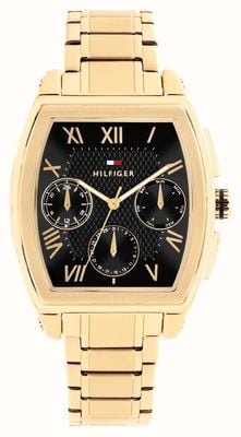 Tommy Hilfiger TH-OXFORD Multifunction (36mm) Black Dial / Gold PVD Stainless Steel Bracelet 1710764