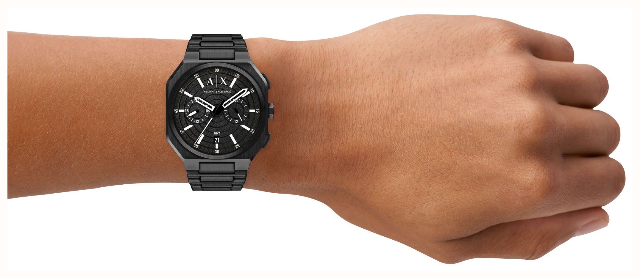 Armani Exchange Dual-Time Quartz (40mm) Black Dial / Black PVD Stainless Steel Bracelet AX1478 - 別ビュー 5