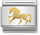 Nomination Classic Galloping Horse 18ct Gold & Steel Charm 030149/26