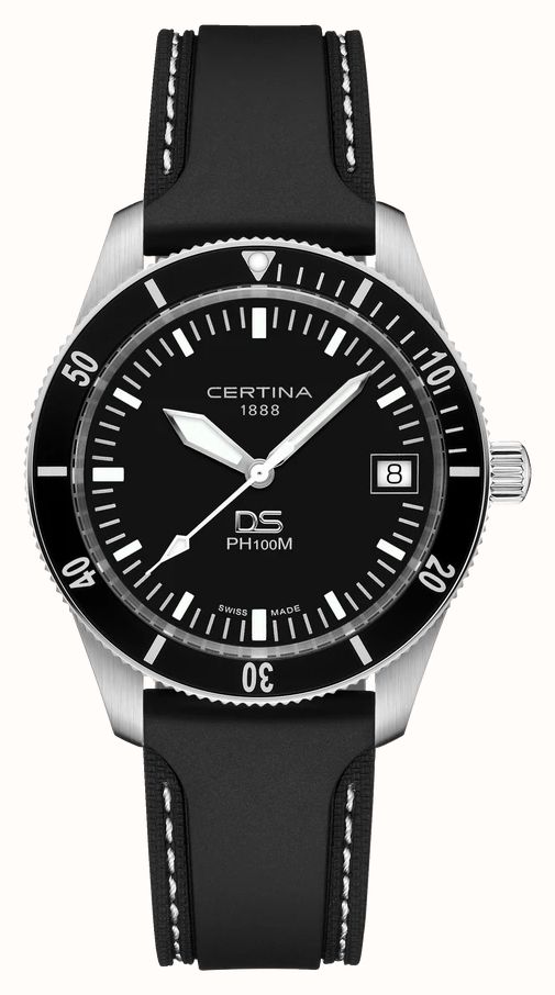 Certina DS PH100M Gent Black Dial Black Rubber Strap