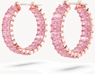 Swarovski Matrix Hoop Earrings | Rose Gold-Tone Plated | Pink Crystals 5657726
