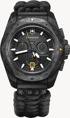 Victorinox I.n.o.x. Juego de caja de carbono/paracord y correa de caucho con esfera negra crono (43 mm) 241989.1