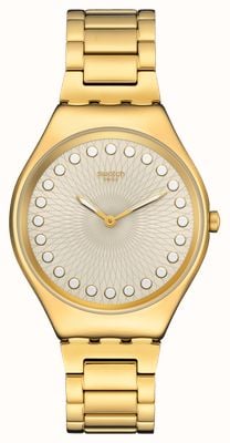 Swatch Bruisende en heldere (38 mm) champagnekleurige wijzerplaat / goudkleurige roestvrijstalen armband SYXG126G
