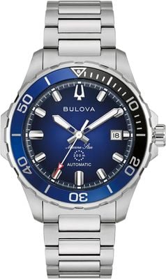 Bulova Marine Star Serie B Automatik (41 mm) blaues Zifferblatt mit Sonnenschliff / Edelstahlarmband 98B466