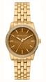 Michael Kors Women's Bryant Three Hand Brown Dial Golden Stainless Steel Bracelet MK7681