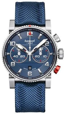Hanhart Chronographe automatique Primus Racer (44 mm), cadran bleu / bracelet textile bleu - m 741.270-3320