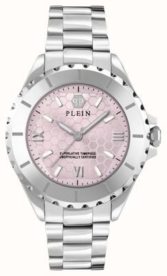 Philipp Plein Plein Heaven (38 mm) roze logo wijzerplaat / roestvrijstalen armband PWPOA0324
