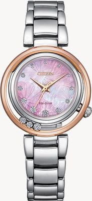Citizen L arcly eco-drive feminino (30 mm) mostrador em madrepérola rosa / pulseira em aço inoxidável EM1114-80Y
