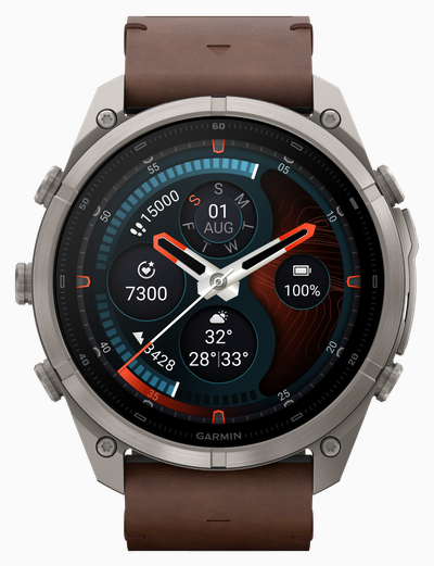 Garmin Fenix 9 Pro InReach 51mm Premium GPS Smartwatch - Titanium (Walnut Leather + Black Silicone) Watch 010-04337-41