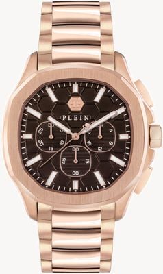 Philipp Plein $pectre chrono high-conic / braunes Zifferblatt roségoldener PVD-Stahl PWSAA0623