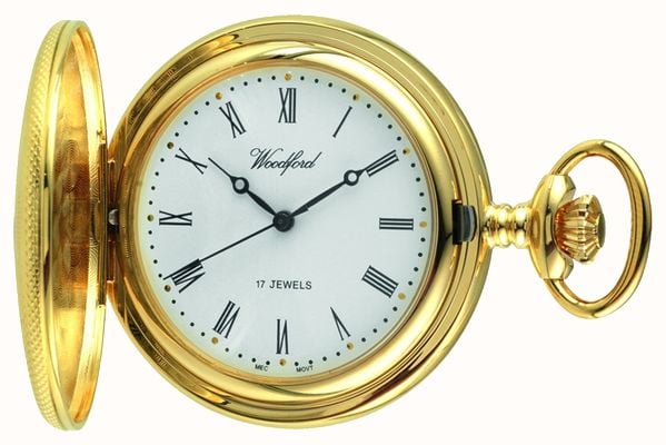 Woodford Reloj de bolsillo mecánico chapado en oro para hombre 1056
