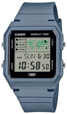 Casio Multifunktions-Digitalzifferblatt mit Weltkarte (33,7 mm) / blaues Armband aus biobasiertem Harz LF-30W-2AEF