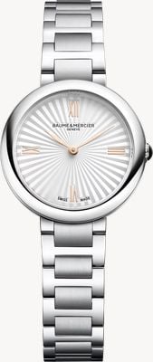 Baume & Mercier Joia de baume & mercier kwarcowy (28 mm) srebrzysta, satynowa tarcza / bransoleta ze stali nierdzewnej 10848