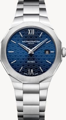 Baume & Mercier Riviera Quarz (39mm) blaues Sonnen-Satin-Zifferblatt / Edelstahlarmband 10844