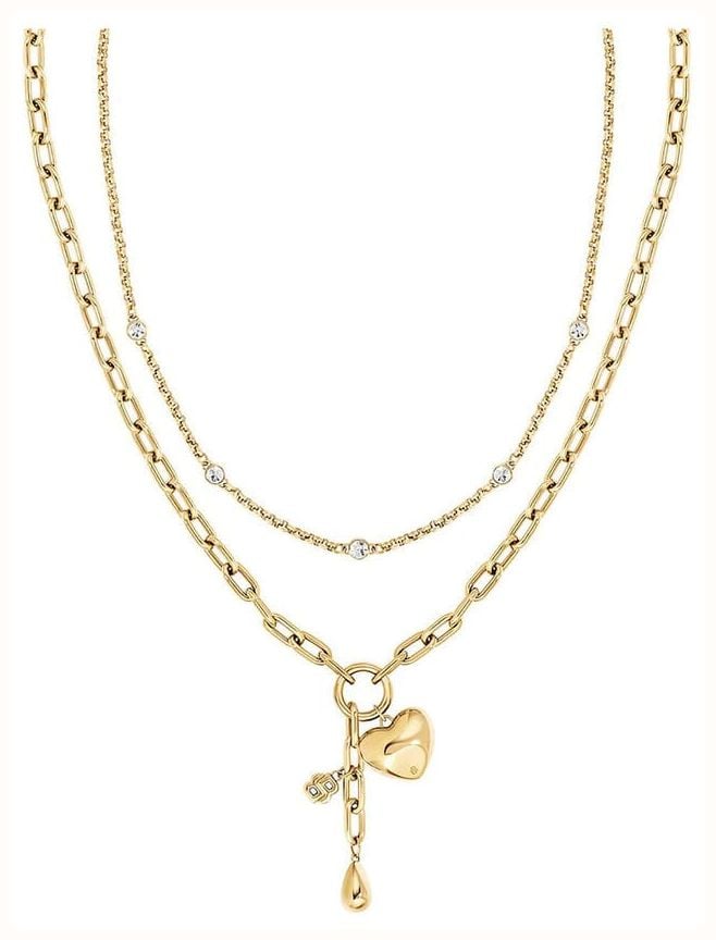 BOSS Jewellery Amara Gold Tone Ion Plated Stainless Steel Crystal Necklace 1580883 - vista alternativa 2