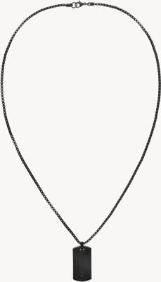 Tommy Hilfiger Men's Black-Tone Stainless Steel Dog Tag Necklace 2790629