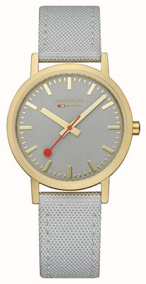 Mondaine 经典石英表（36毫米）灰色表盘/灰色织物表带 A660.30314.80SBU