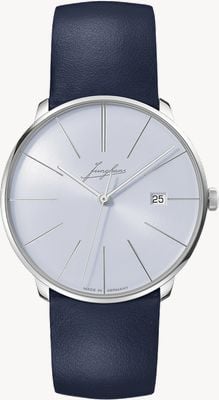 Junghans Meister fein signature automatique (39,5 mm) cadran bleu clair / bracelet cuir bleu 27/4359.00