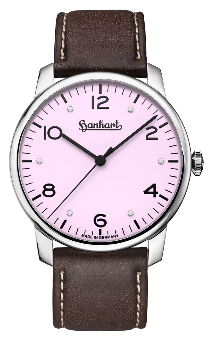 Hanhart Pioneer Silva RosÃ© (38,5 mm), cadran rose pastel / montre