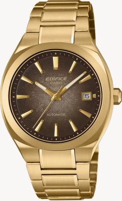 Casio Edifice Automatik (38mm) grau abgestuftes Zifferblatt / Gold-PVD Edelstahlarmband EFK-200DG-5AER